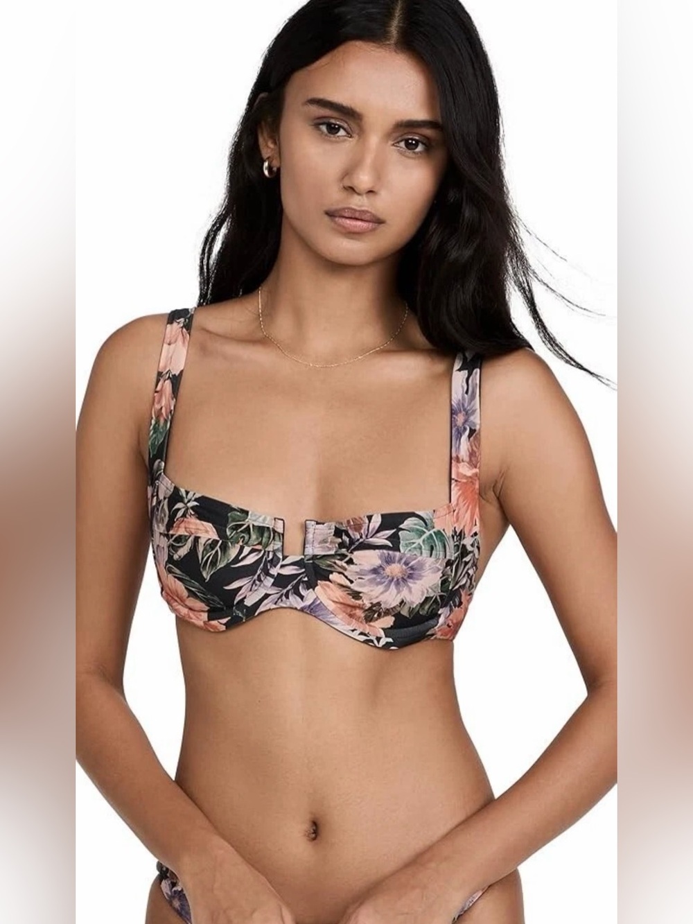 L*SPACE Camellia Floral Underwire Swim Bikini Top size Large